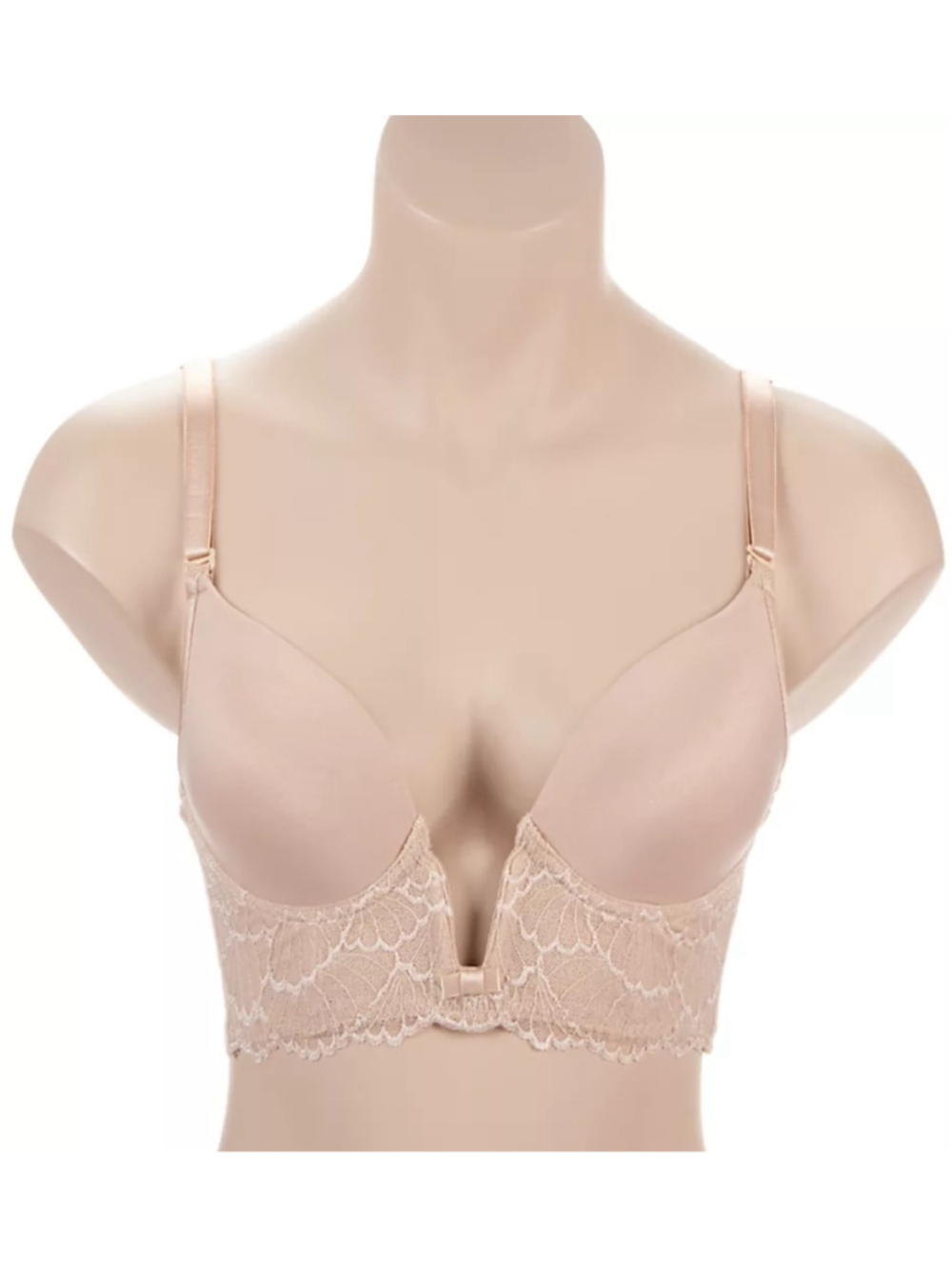NWT Women's Va Bien-884 Plunge Basque Underwire Bra 36D Beige